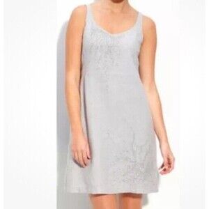 Eileen Fisher Handkerchief Irish Linen Sequin Sleeveless Dress minimalist 10